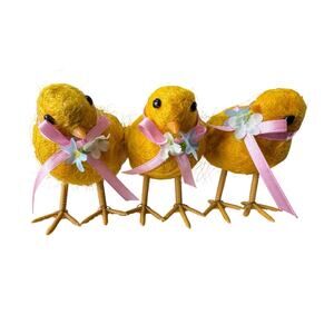 Ashland Easter Chicks Figurines Yellow Spring Decor Set‎ of 3 Peeps Sisal-Style